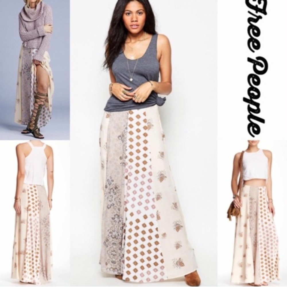 Free People In Full Swing Patchwork Boho Maxi Skirt - Picture 2 of 7